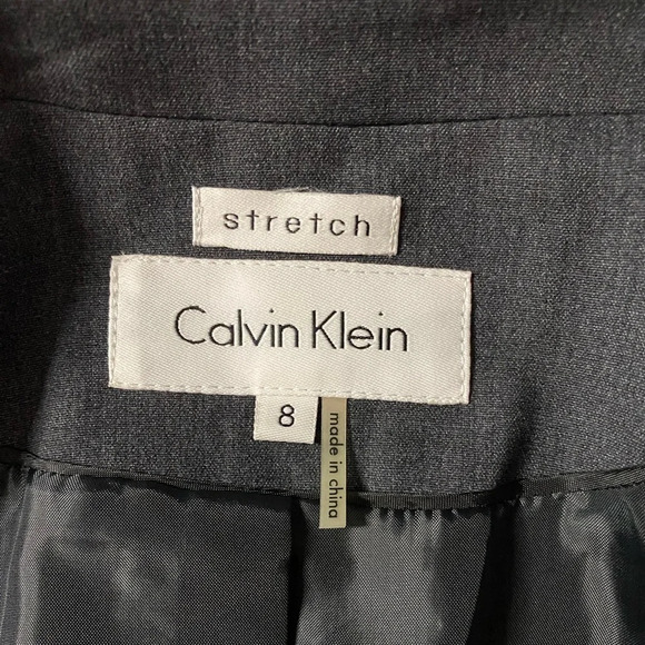 CALVIN KLEIN | Women's One Button Stretch Dark Gray Blazer Size 8 - Picture 7 of 8